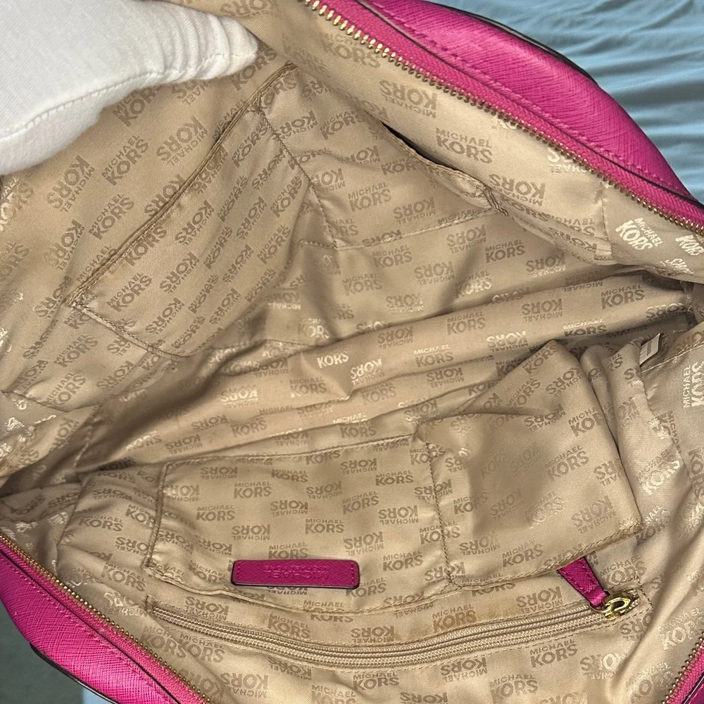 Michael Kors Jet Set Travel Dome Satchel - Raspberry Saffiano Leather - Picture 5 of 8